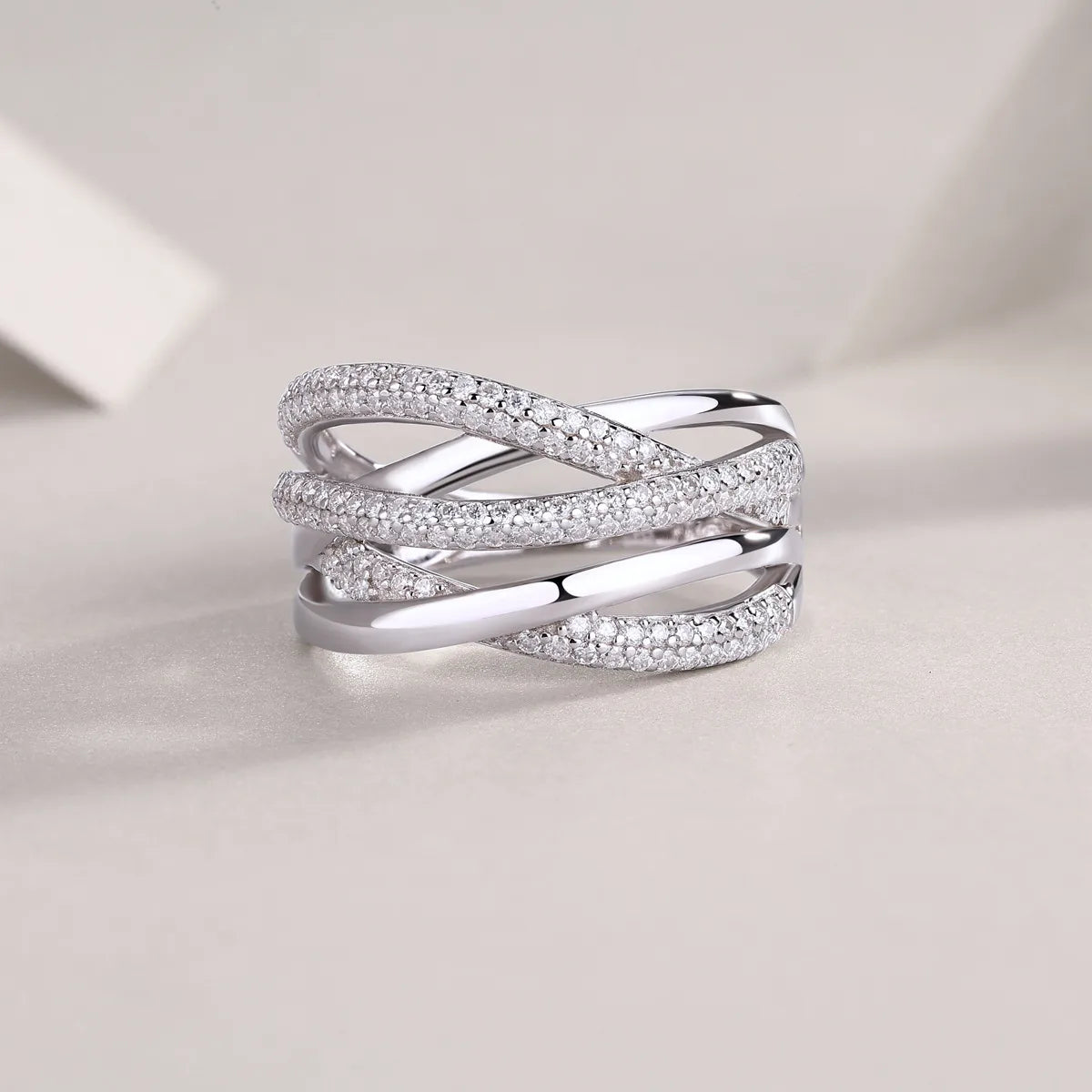 925 Sterling Silver Moissanite Geometric Rings GRA Certificate