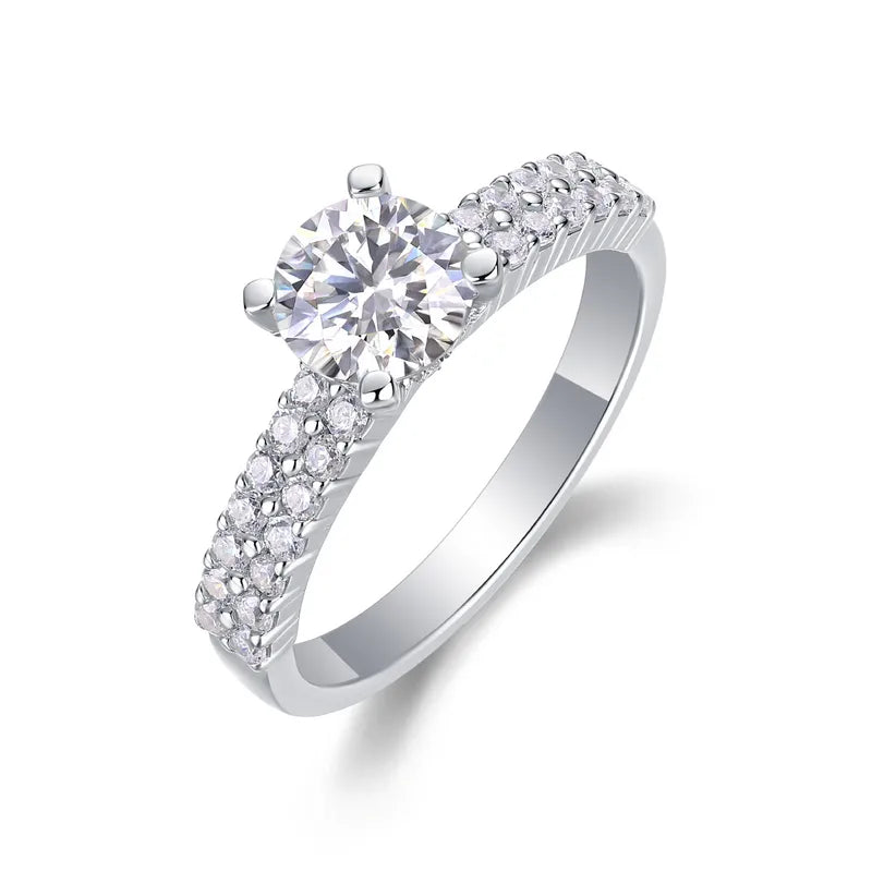 925 Sterling Silver Moissanite Geometric Rings GRA Certificate
