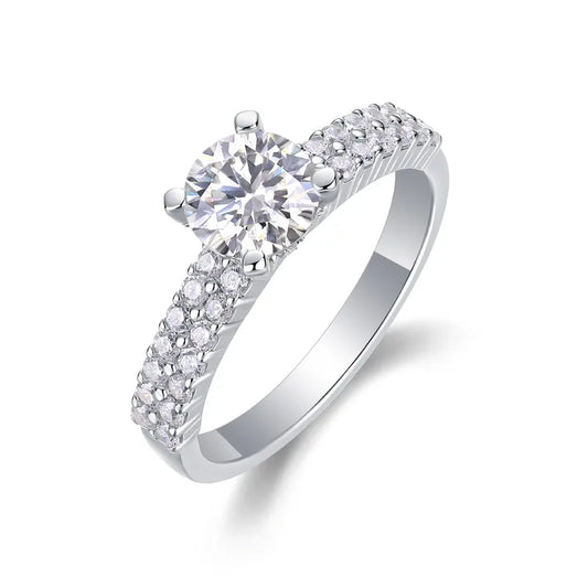 925 Sterling Silver Moissanite Geometric Rings GRA Certificate