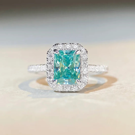 925 Sterling Silver Moissanite Square Rings